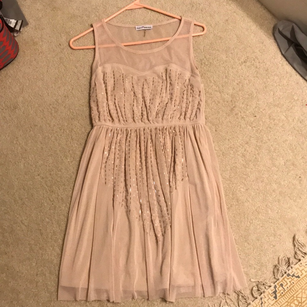 Blush beaded detail mesh dress, size M